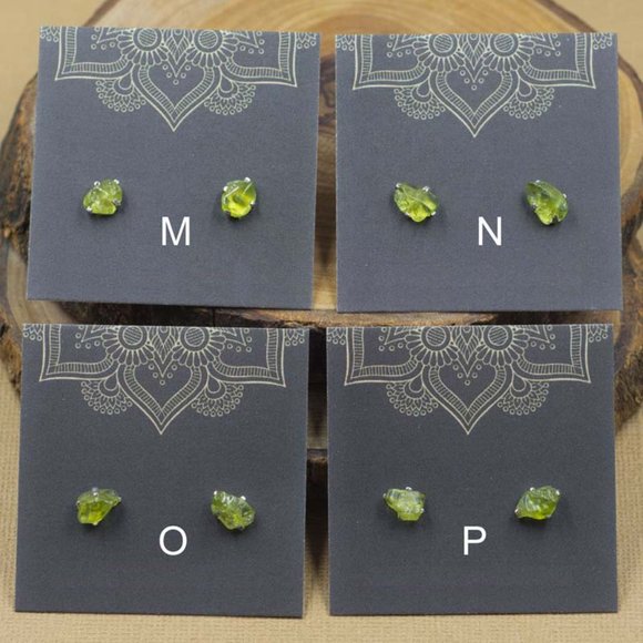 Peridot and Sterling Silver Crystal Stud Earrings - Choose the pair you want - Picture 5 of 6
